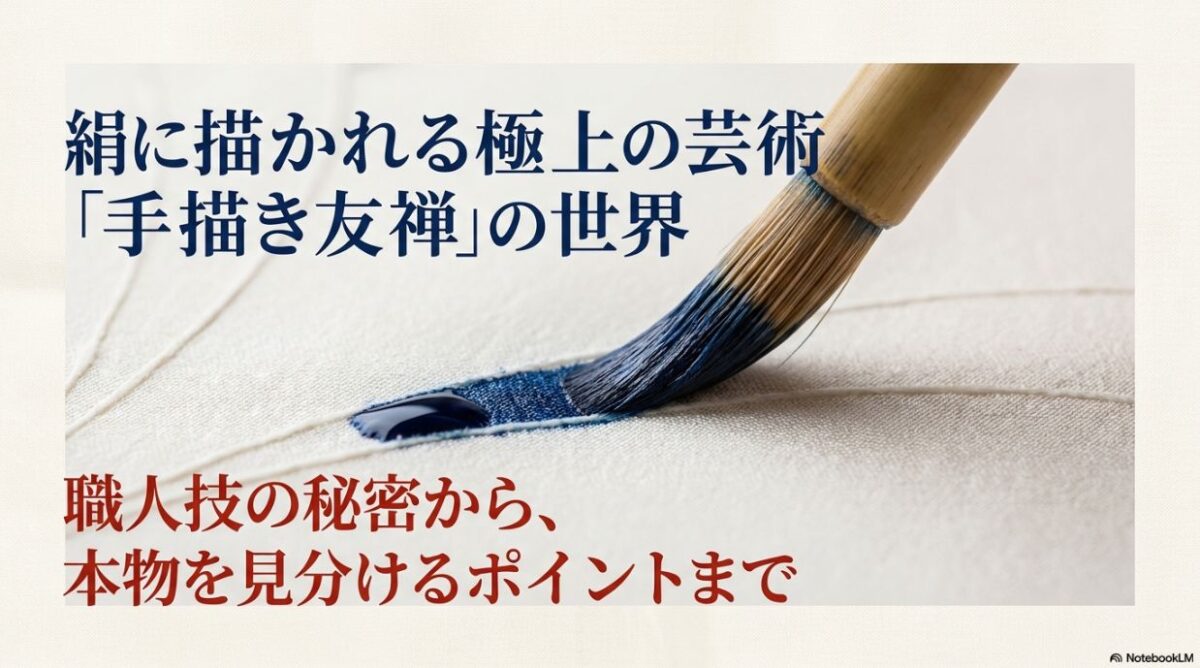 絹に描かれる極上の芸術「手描き友禅」の世界のタイトルスライド